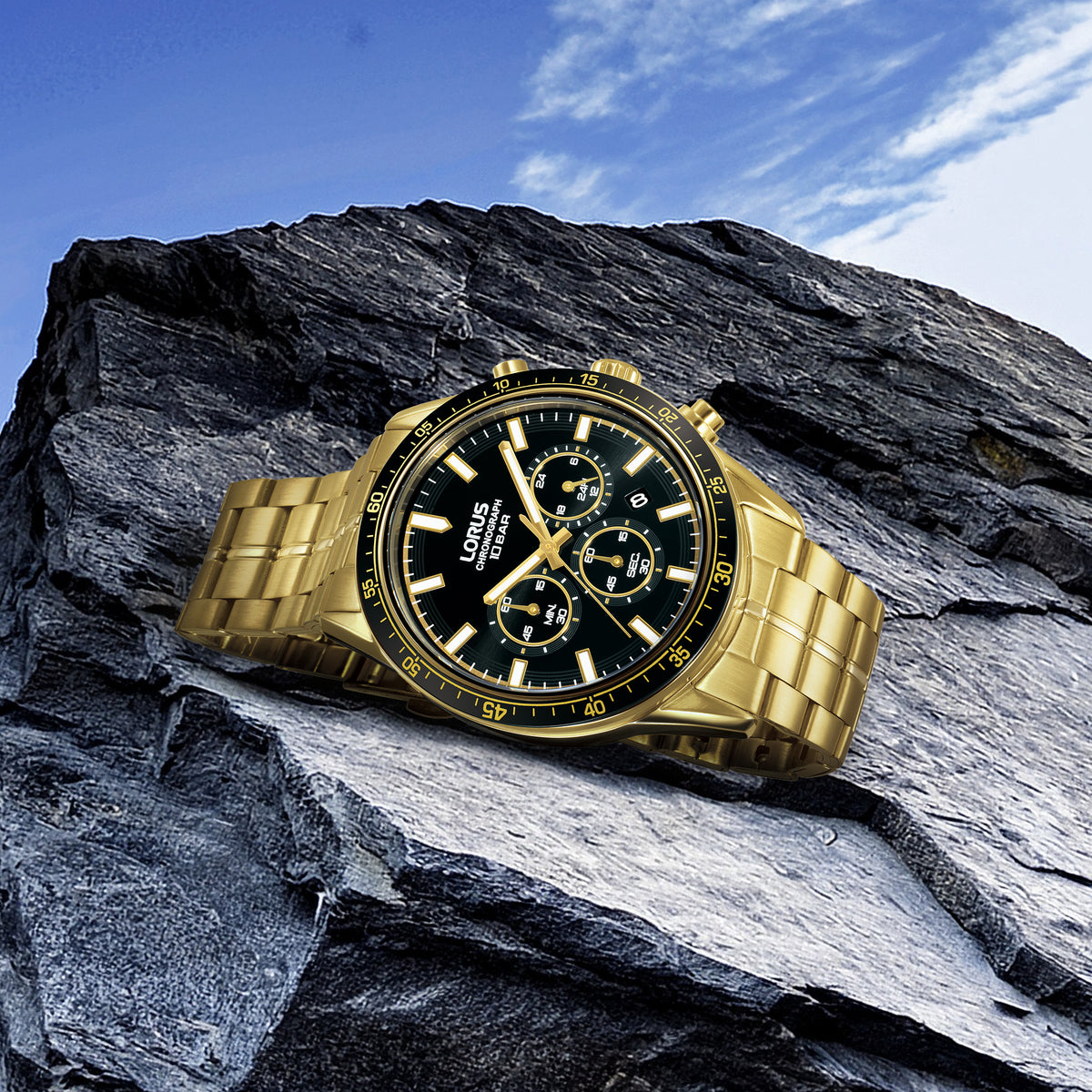 Lorus - Men Gold Stainless Steel Strap Watch - RT350LX9