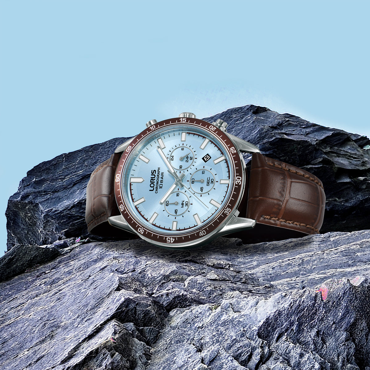 Lorus - Men Brown Leather Strap Watch - RT351LX9