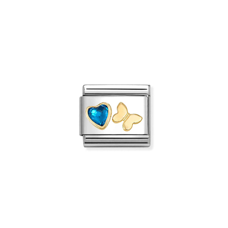 Charm, Composable Classic Link, Blue CZ Heart, Butterfly