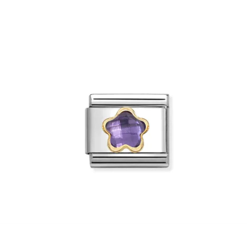 Charm, Composable Classic Link, Purple CZ Flower