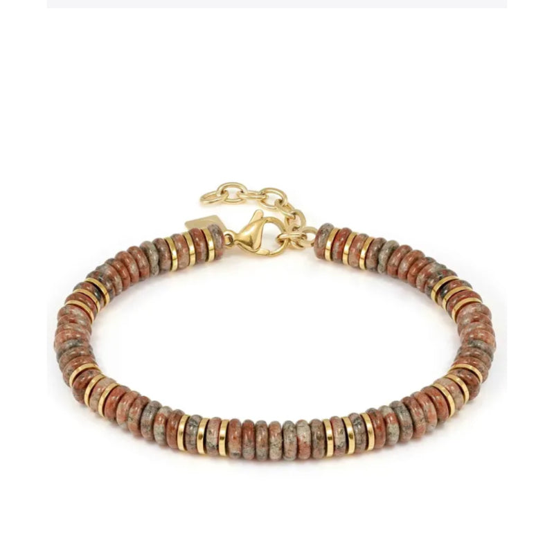 Nomination Instinctstyle Infinity Bracelet, Yellow PVD, Sand Jasper Stones