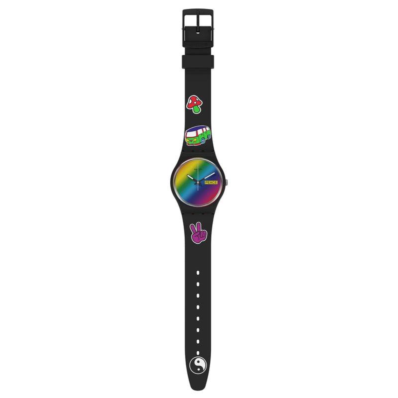 Swatch-Go With The Bow Black Unisex Rubber Watch-SO31B101