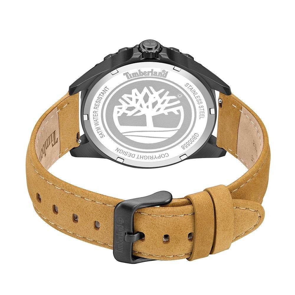 Timberland Day Pond Mens Brown Leather Watch-TDWGB0055803