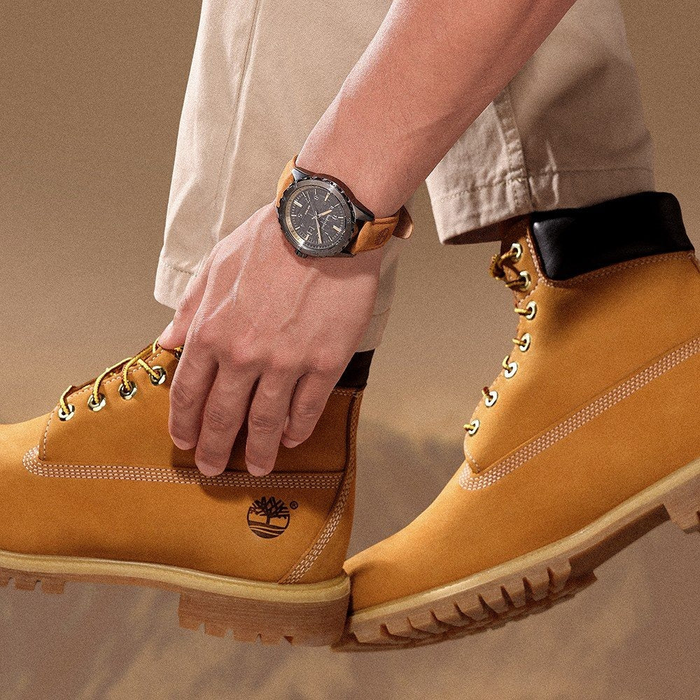 Timberland Day Pond Mens Brown Leather Watch-TDWGB0055803