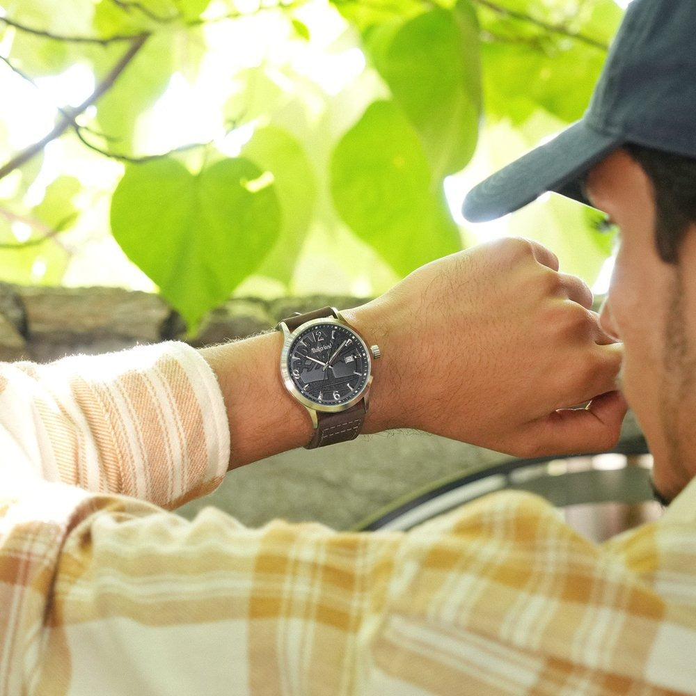 Timberland Trumbull Mens Brown Leather Watch-TDWGB0109003