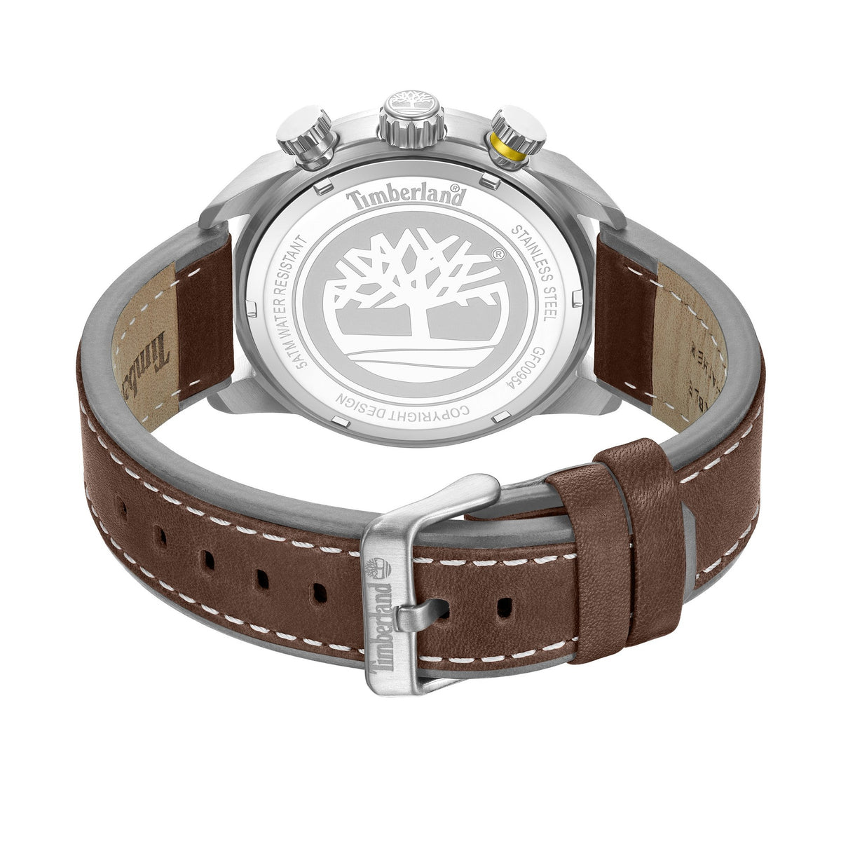 Timberland Calahan Mens Brown Leather Strap Watch-TDWGF0095402