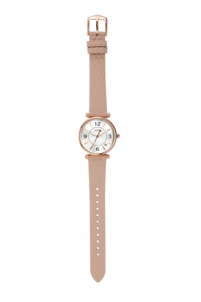 Fossil Women's Carlie Three-Hand Date Blush Leather Watch - ES5269