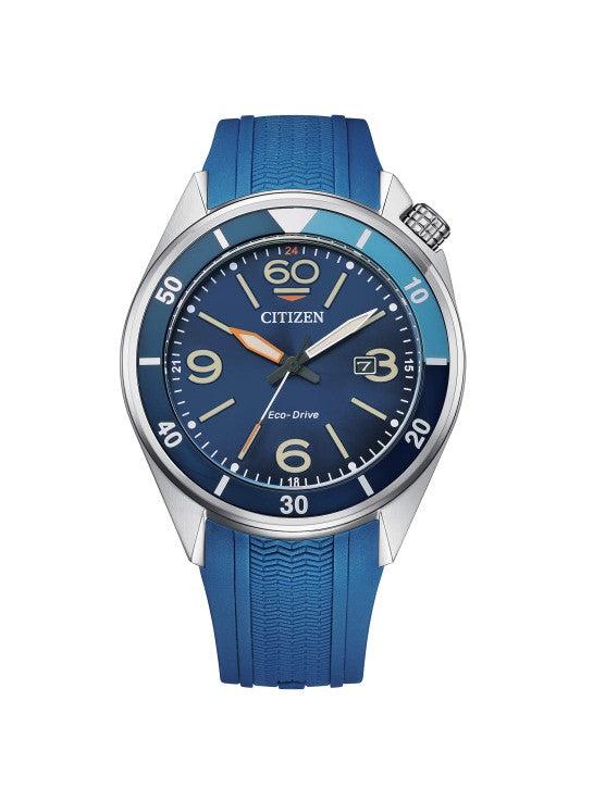 Citizen Eco-Drive Mens Blue Rubber Watch-AW1719-18L