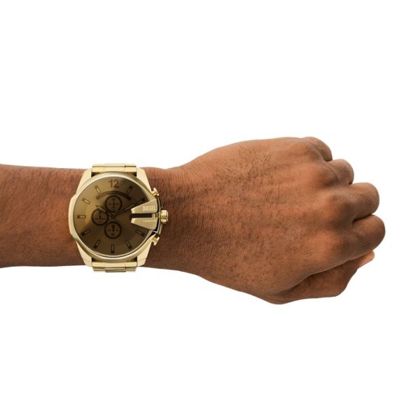 Diesel Mega Chief Mens Gold Stainless Steel Strap Watch-DZ4662