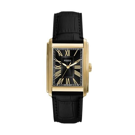 Fossil Carraway Black Leather Mens Watch-FS6091