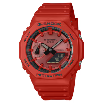 Casio G-Shock - Mens Rubber Strap Red Analogue & Digital Watch - GA-2100RRB-4ADR