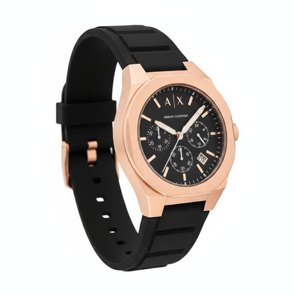 Armani Exchange Sync Black Leather Mens Watch-AX4190