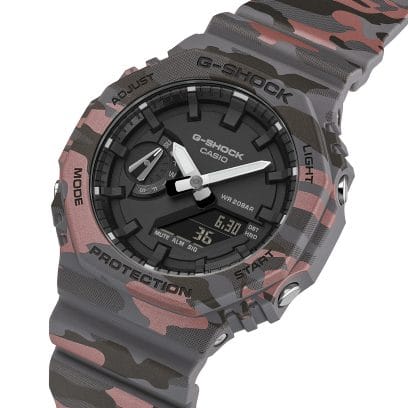 Casio G-Shock GA-2100CM-8ADR-CarbonCore Guard -200M WR-Black/Grey/Red Camo