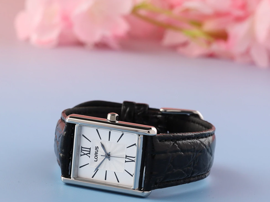 Lorus - Women Black Leather Strap Watch - RH837CX9