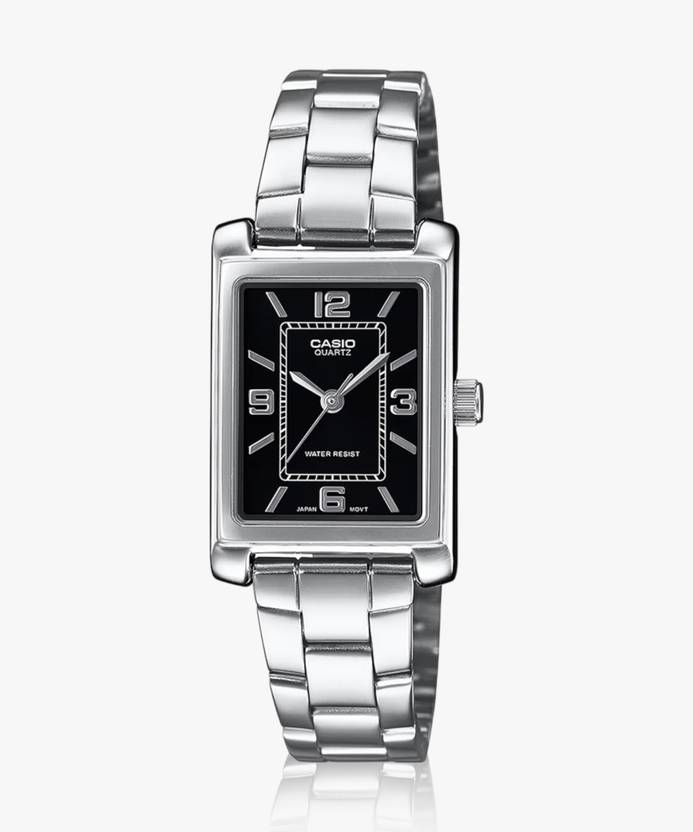 Casio Womens Black Analogue Metal Strap Watch -