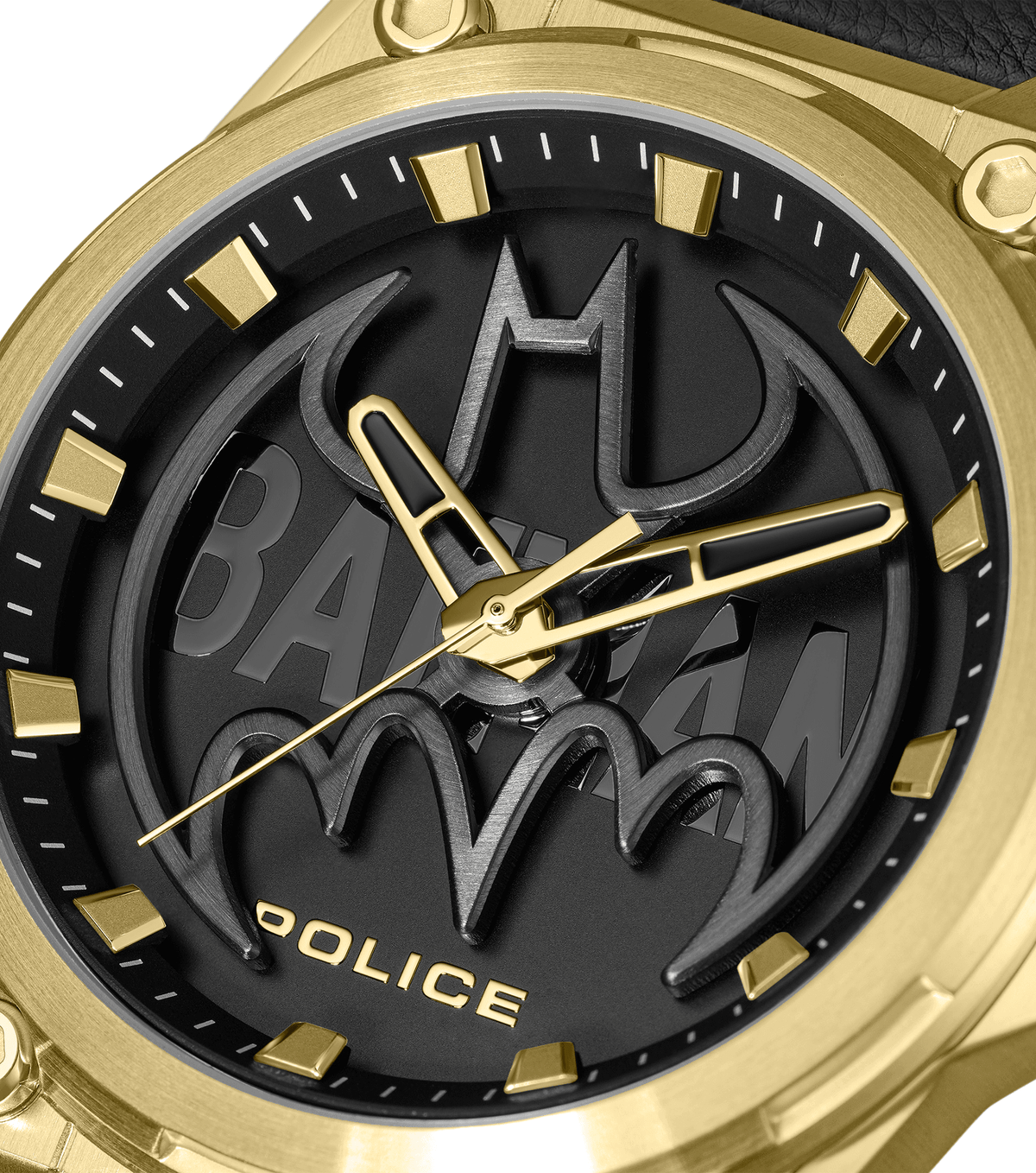 Police Mens Black Leather Watch-PEWGA0090006