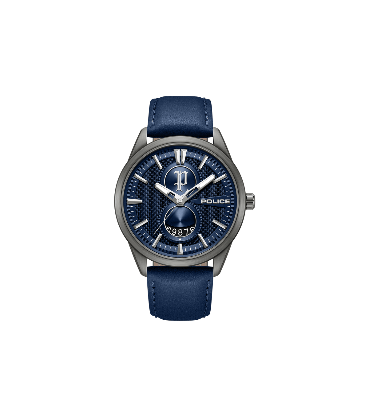 Police Mens Blue Leather Watch-PEWGB0092602