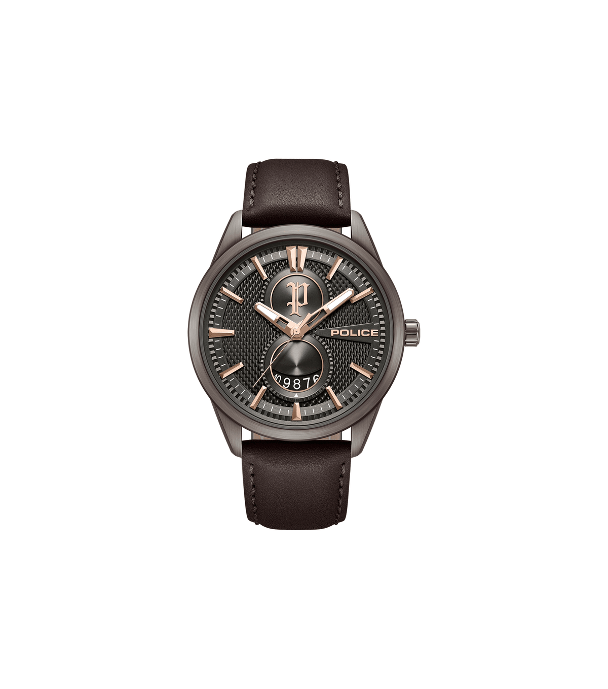 Police Mens Brown Leather Watch-PEWGB0092603