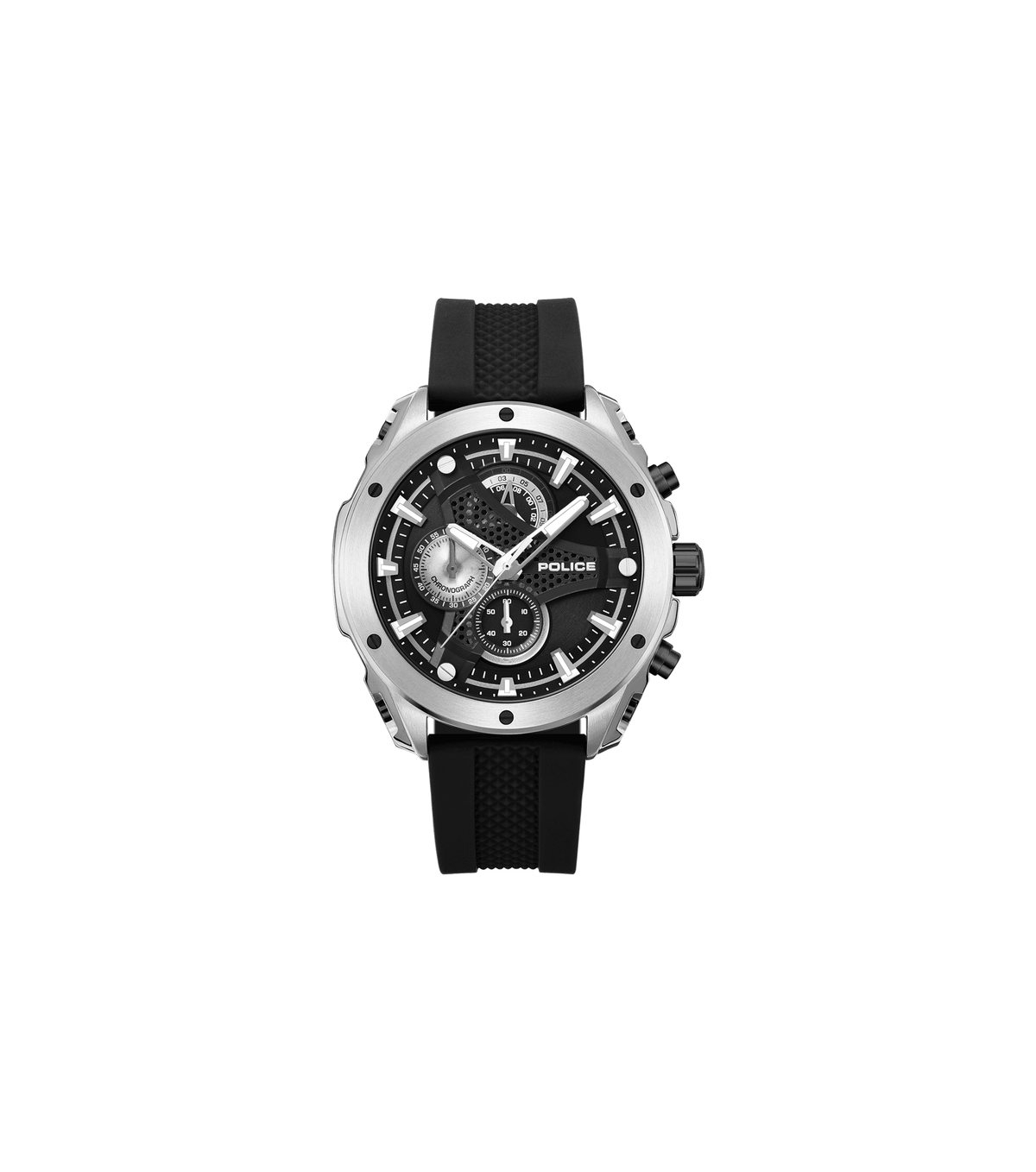 Police Mens Black Rubber Watch-PEWGO0093001