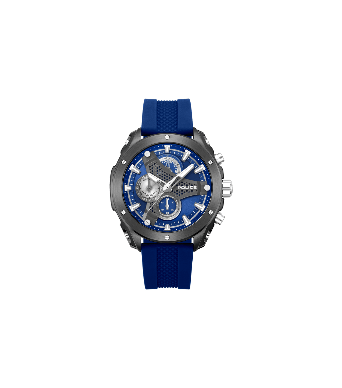 Police Mens Blue Rubber Watch-PEWGO0093002
