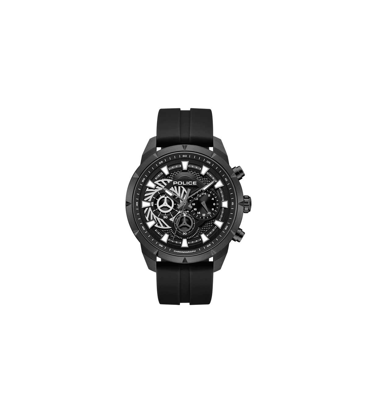 Police Mens Black Rubber Watch-PEWGQ0092701