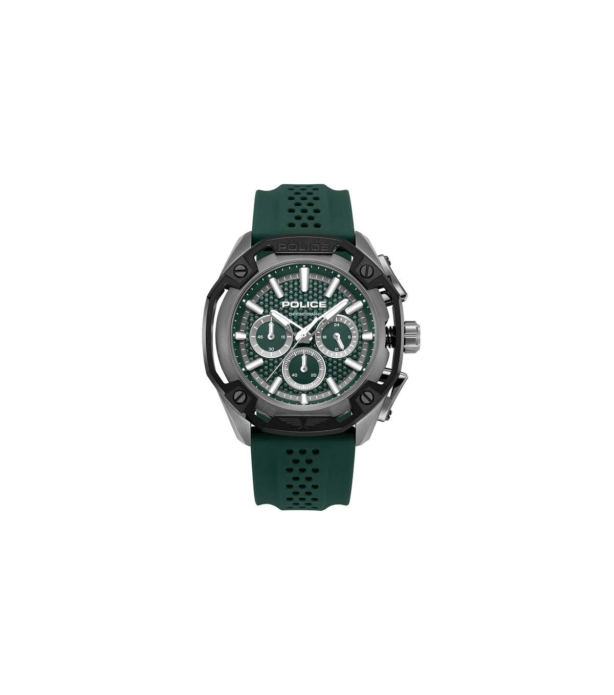 Police Mens Green Rubber Watch-PEWGQ0093202