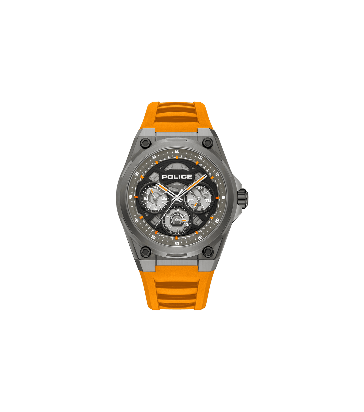 Police Mens Orange Rubber Watch-PEWGQ0093802