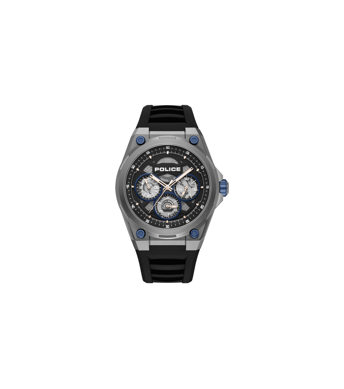 Police Mens Black Rubber Watch-PEWGQ0093803