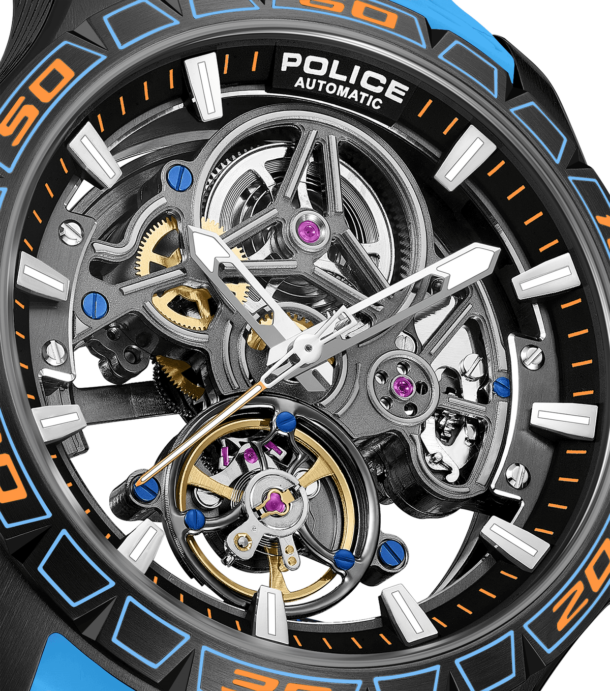 Police Mens Blue Rubber Watch-PEWGR0097804