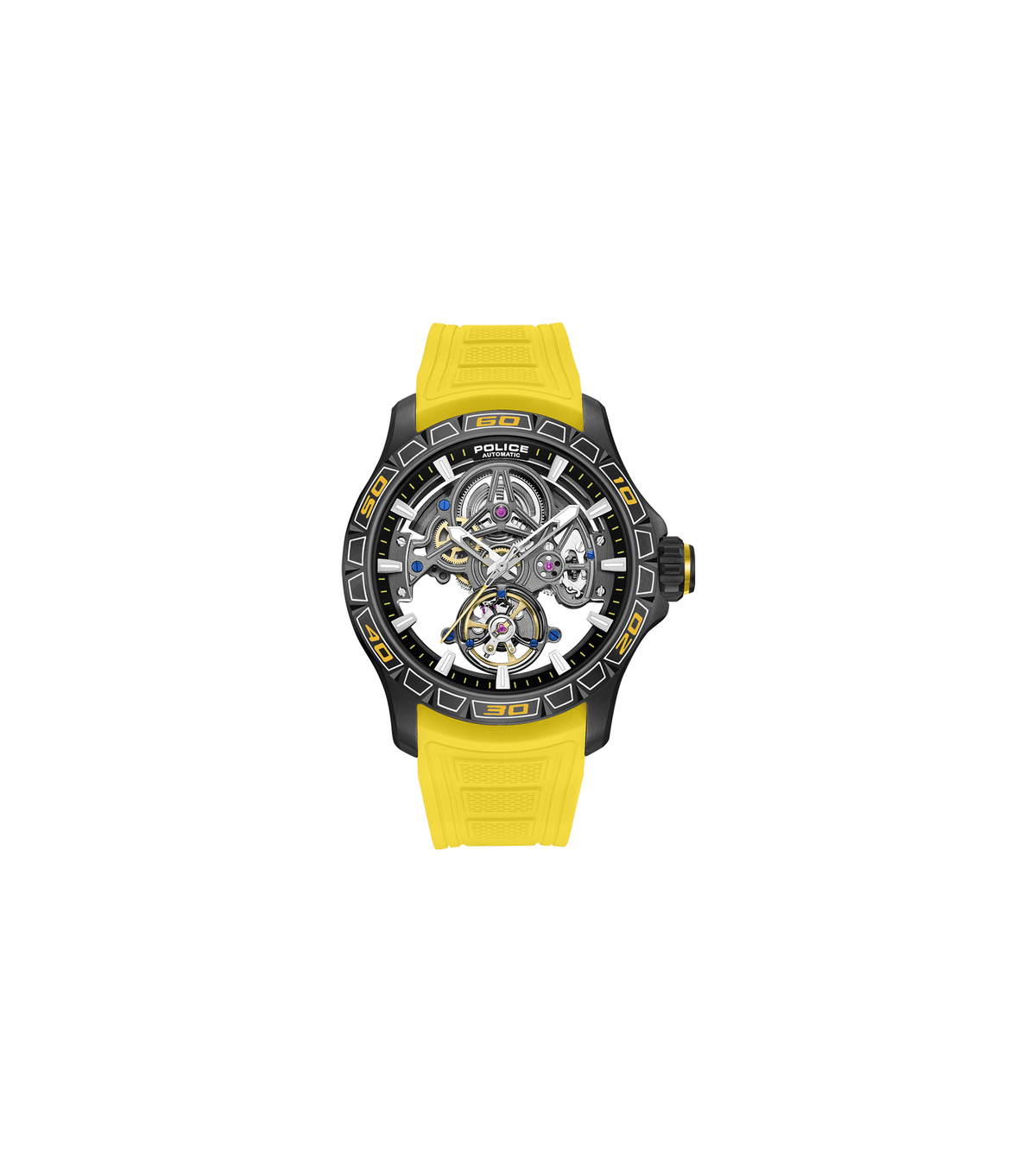 Police Mens Yellow Rubber Watch-PEWGR0097805