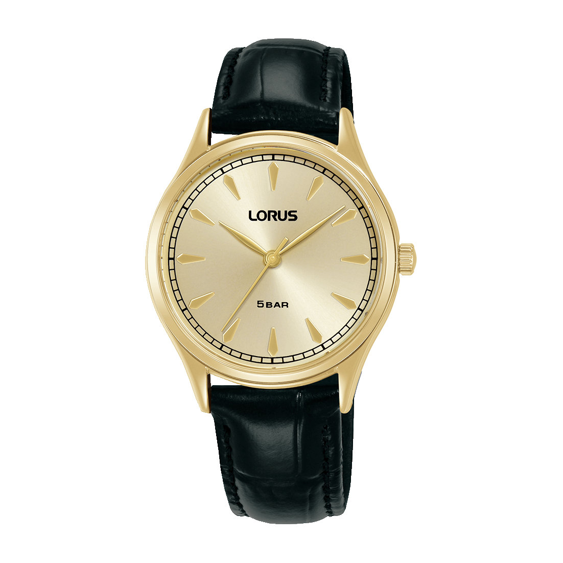 Lorus - Women Black Leather Strap Watch - RG298YX9