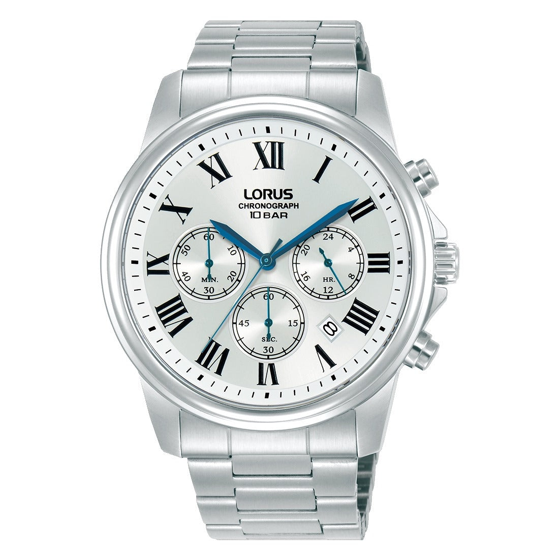 Lorus Mens Sports Chronograph Silver Stainless Steel Watch-RT339LX9