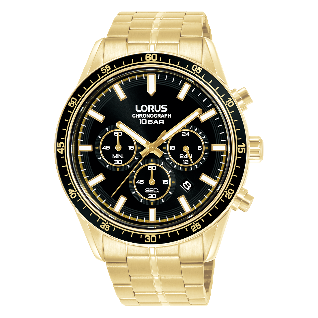 Lorus - Men Gold Stainless Steel Strap Watch - RT350LX9