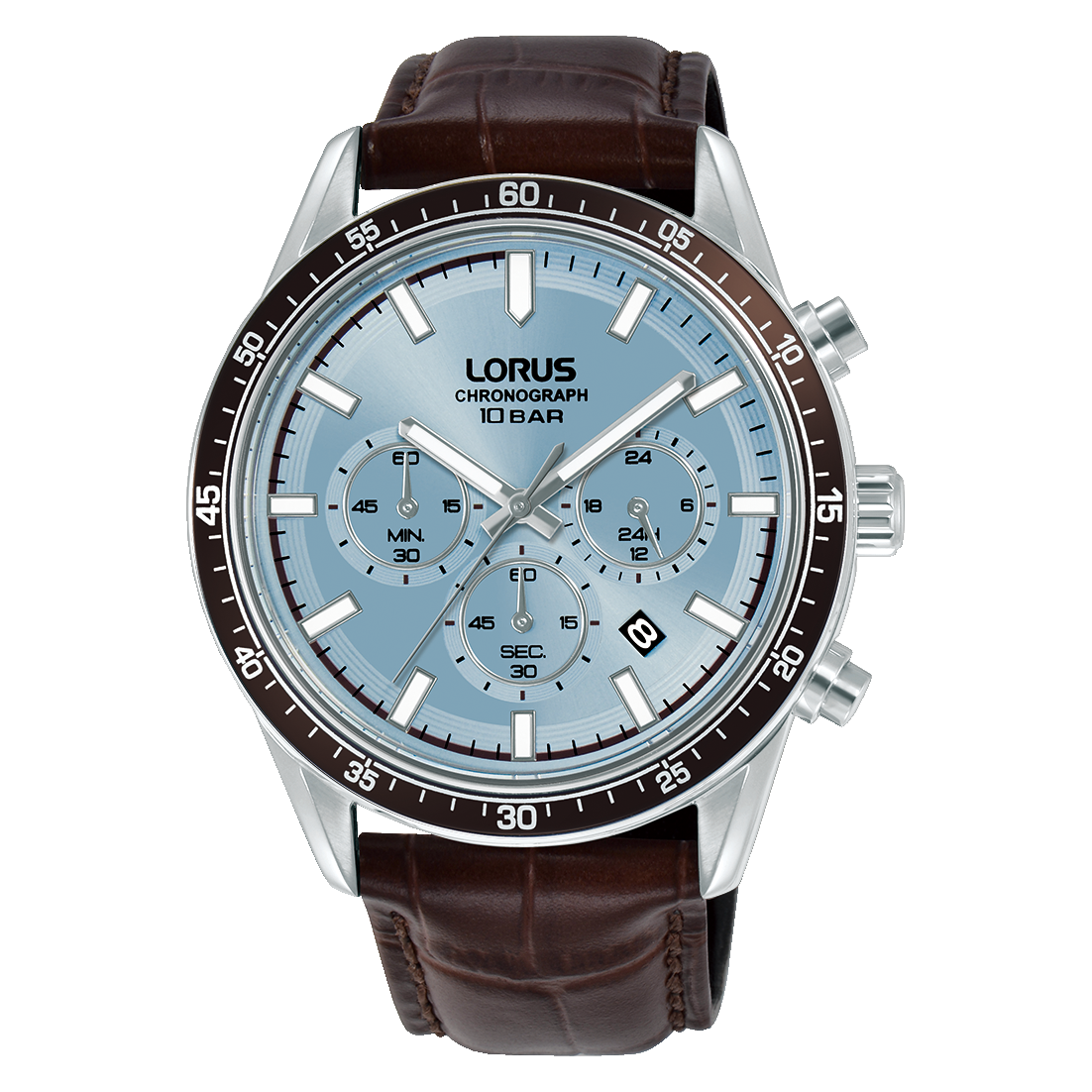 Lorus - Men Brown Leather Strap Watch - RT351LX9