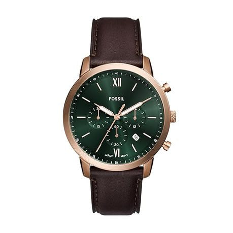 Fossil Men Brown, Green Leather Button Formal FS6073