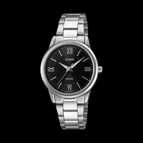 Casio LTP-1303DD-1AVDF - Ladies' Analog Watch-Minimalist Silver & Black