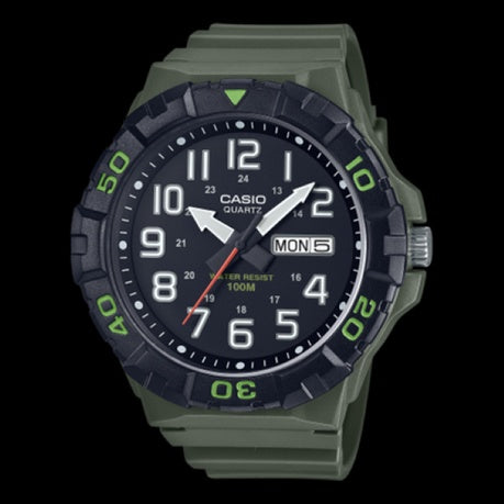 Casio MRW-210H-3AVDF-Oversized 52mm Forest Green Watch-100M Water Resistant