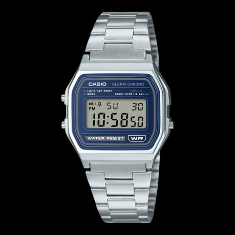 Casio A158WEA-2DF Retro Digital Watch - Blue Gradient Dial -Stainless Steel