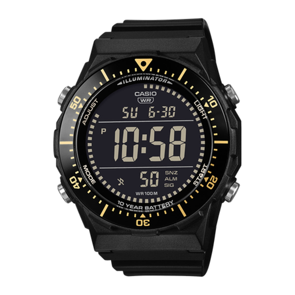 Casio AE-1700H-1BVDF Tactical Digital Watch -10 Year Battery-Black & Gold