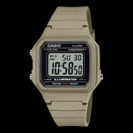 Casio W-217H-5AVDF -Digital Square Watch -Bronze & Khaki -7-Year Battery