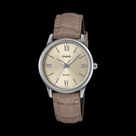 Casio Enticer LTP-1303LL-7AVDF -Silver Dial - Genuine Leather Band -50M WR