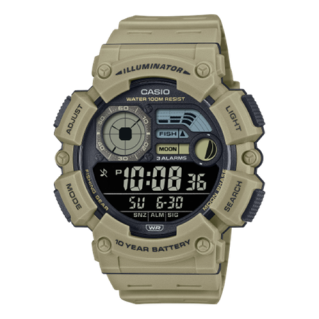 Casio WS-1500H-5BVDF Outdoor Spec - Fishing Timer & Moon Phase - Tan