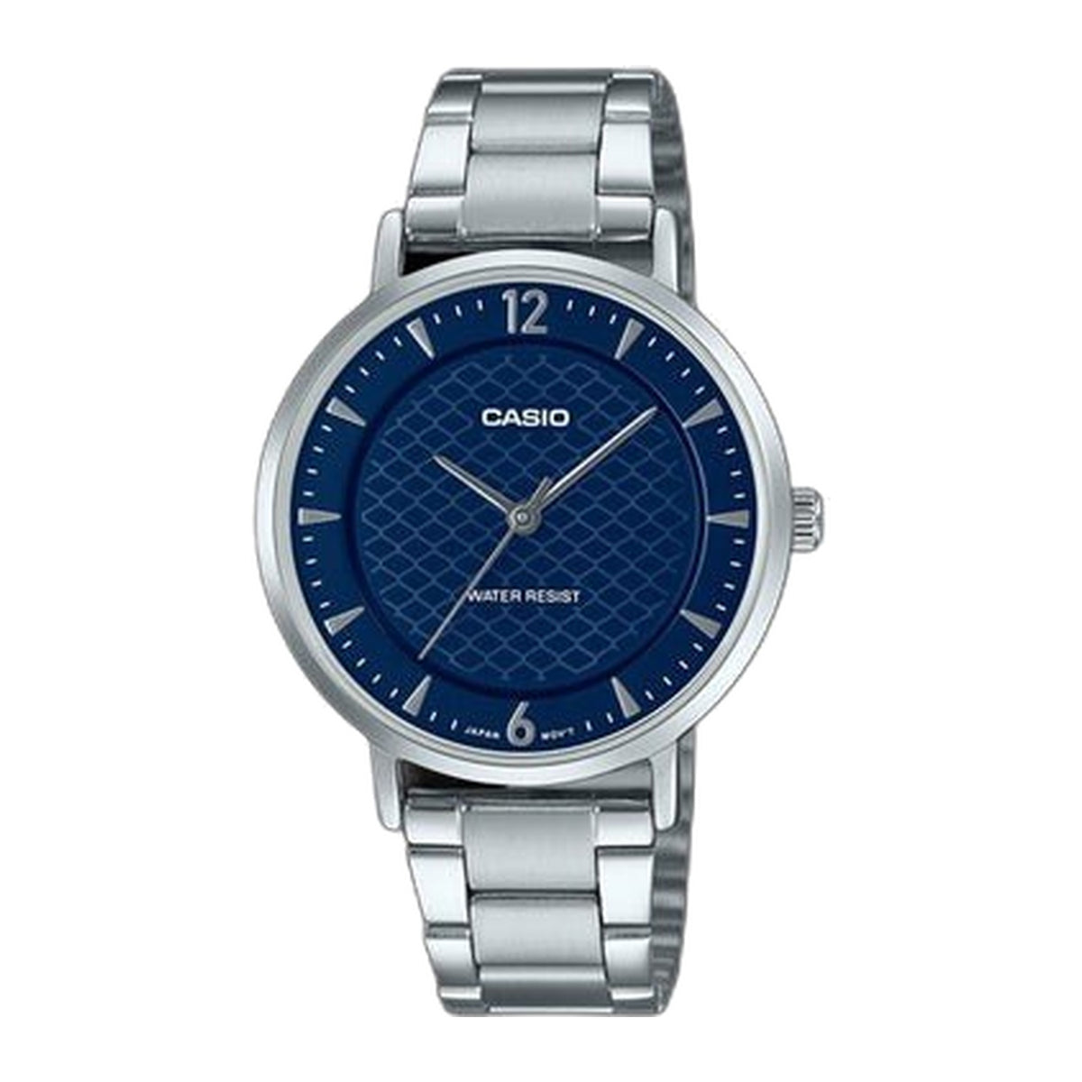 Casio LTP-VT04D-2ADF-Navy Blue Patterned Dial-Slim S/Steel-Minimalist