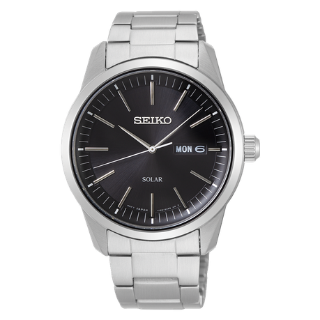 Seiko Solar Essentials - Jet Black Sapphire Watch - SNE527P1