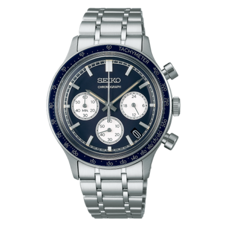 Seiko Men's Sport Chronograph SSB477P1 - Stainless Steel & Blue Dial