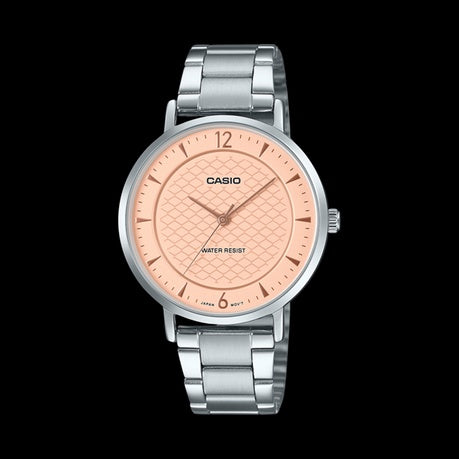 Casio LTP-VT04D-4ADF -Pink Patterned Dial-Slim SSteel | Minimalist Watch