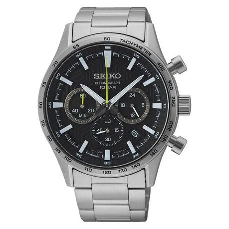 Seiko Men's Chronograph SSB413P1- Sapphire, 100M Water Resist-Silver/Black