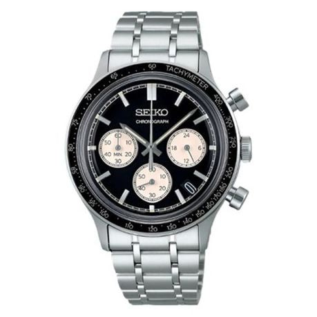 Seiko Men's Sport Chronograph SSB479P1 - Black Dial & Steel