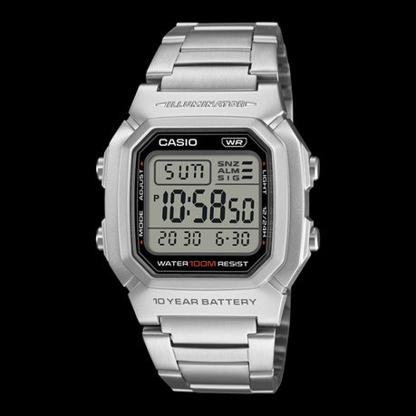 Casio W-800HD-1AVDF Stainless Steel Band - 100m WR -Silver
