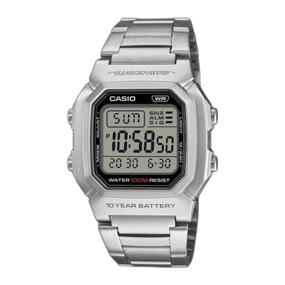 Casio W-800HD-1AVDF Stainless Steel Band - 100m WR -Silver